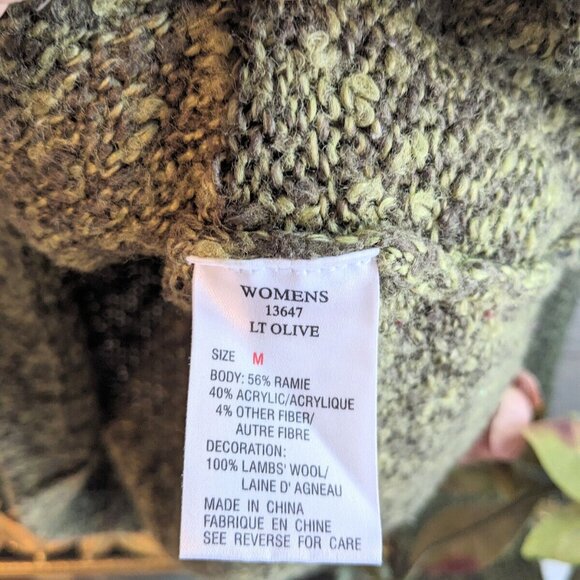 Woolrich 1/4 Zip Pullover Olive Green Fair Isles Sweater Women's Medium - Picture 3 of 5